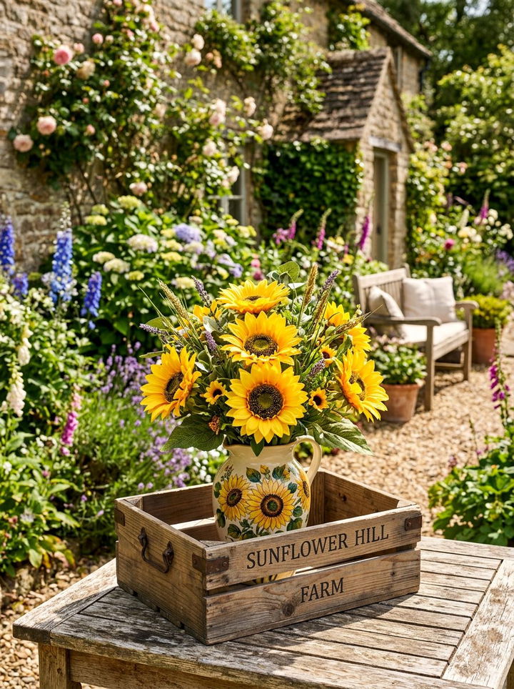 Artificial Sunflower Vase - 30 bedroom faux flowers