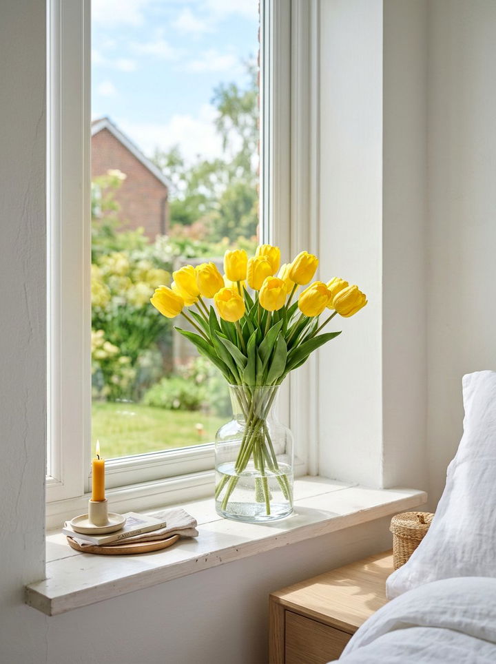 Artificial Tulip Vase - 30 bedroom faux flowers