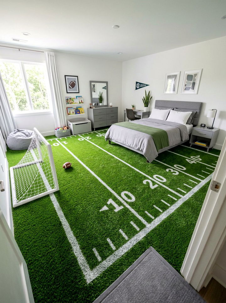 Artificial Turf Flooring - 30 baseball bedroom ideas