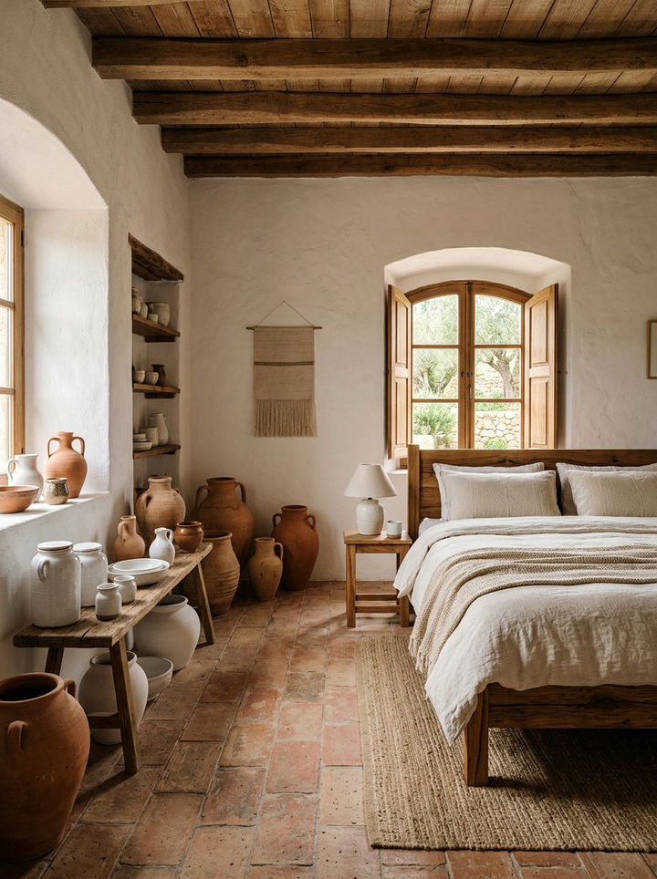 Artisan clay pot bedroom - 30 Greek bedroom ideas
