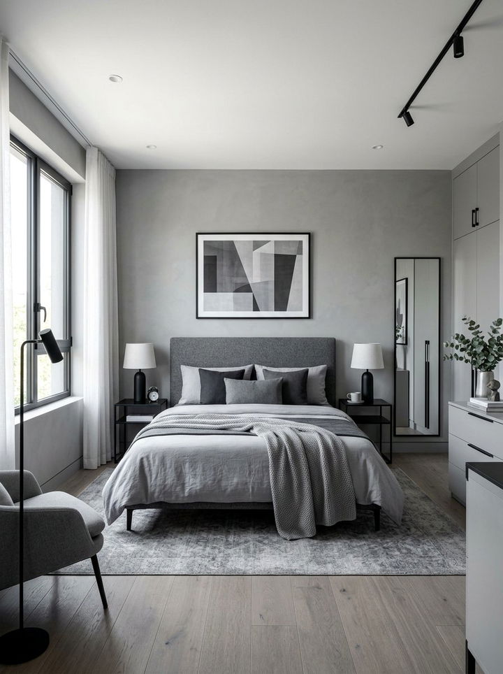 Ash Grey Bedroom - 30 monochrome bedroom ideas