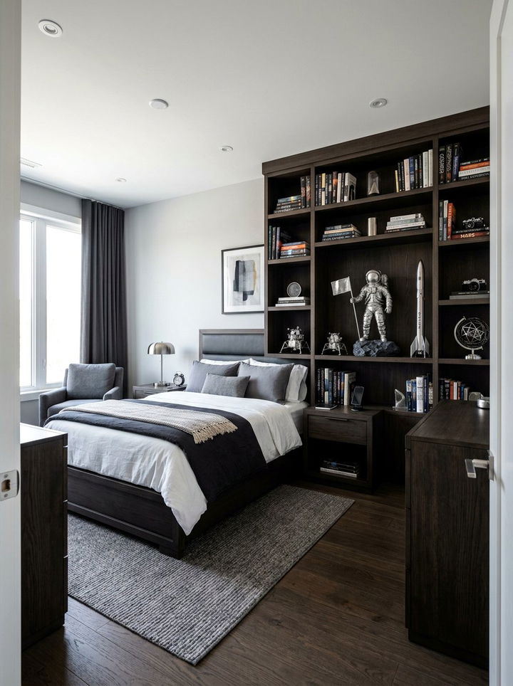 Astronaut Statue Decor - 30 space themed bedroom ideas