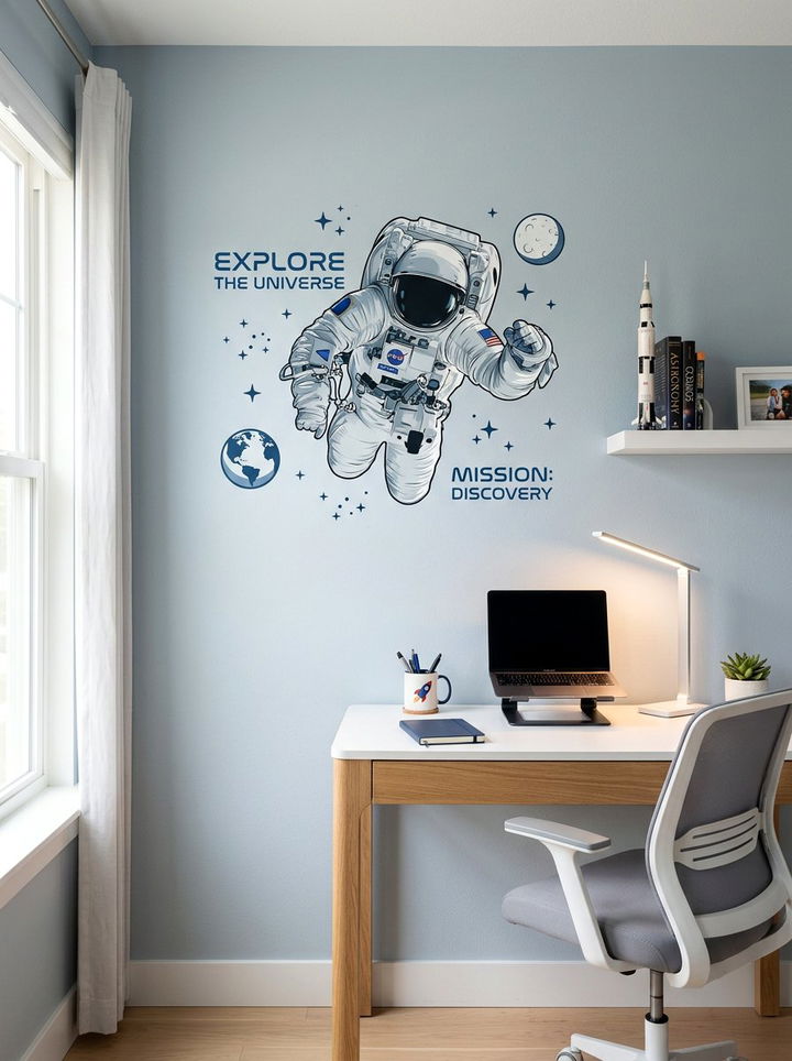 Astronaut wall decal - 30 astronaut bedroom ideas
