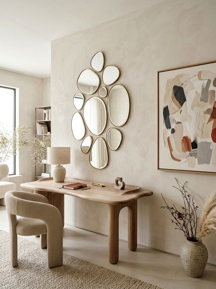 Asymmetrical Pebble Mirror - 30 bedroom vanity mirrors