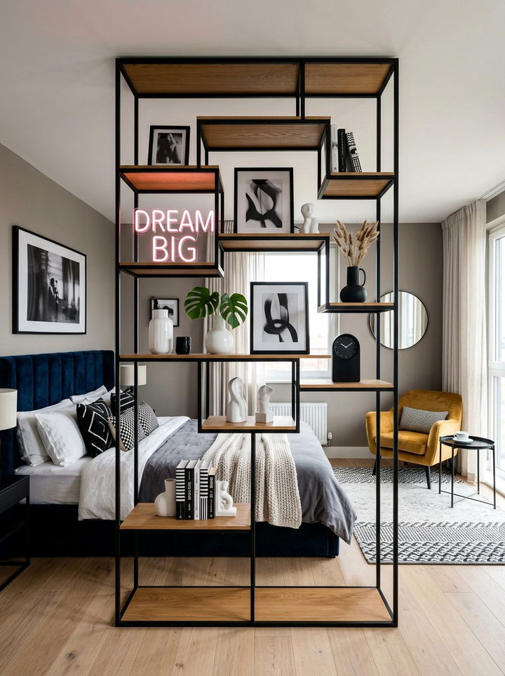 Asymmetrical Shelf Divider - 30 bedroom bookshelf dividers