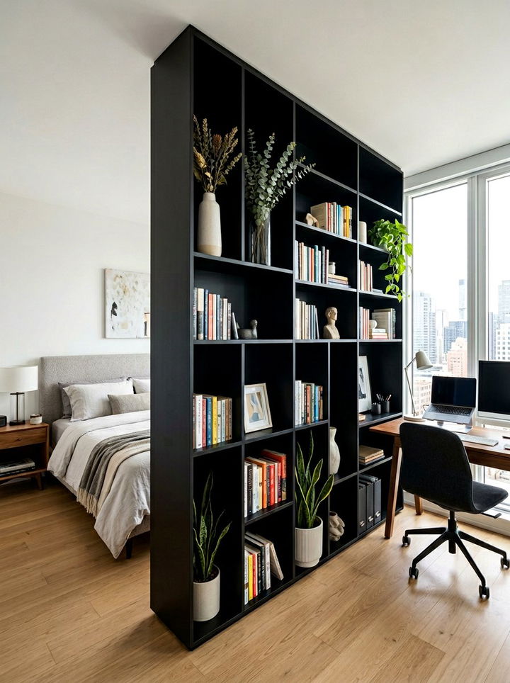 Asymmetrical bookshelf divider - 30 bedroom shelf dividers