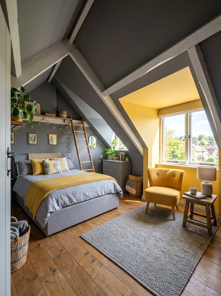 Attic Bedroom Gray Yellow Dormer - 30 gray and yellow bedroom ideas