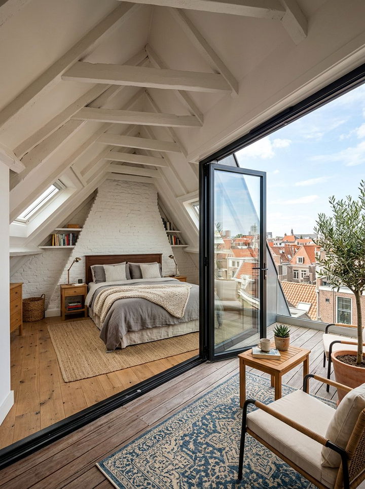 Attic Bedroom With Roof Terrace - 30 bedroom with terrace ideas