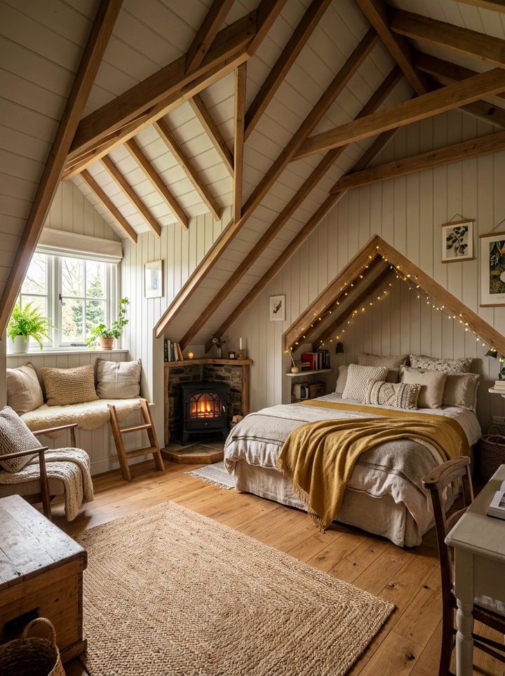 Attic Bedroom With Small Gas Fireplace - 30 bedroom with fireplace ideas