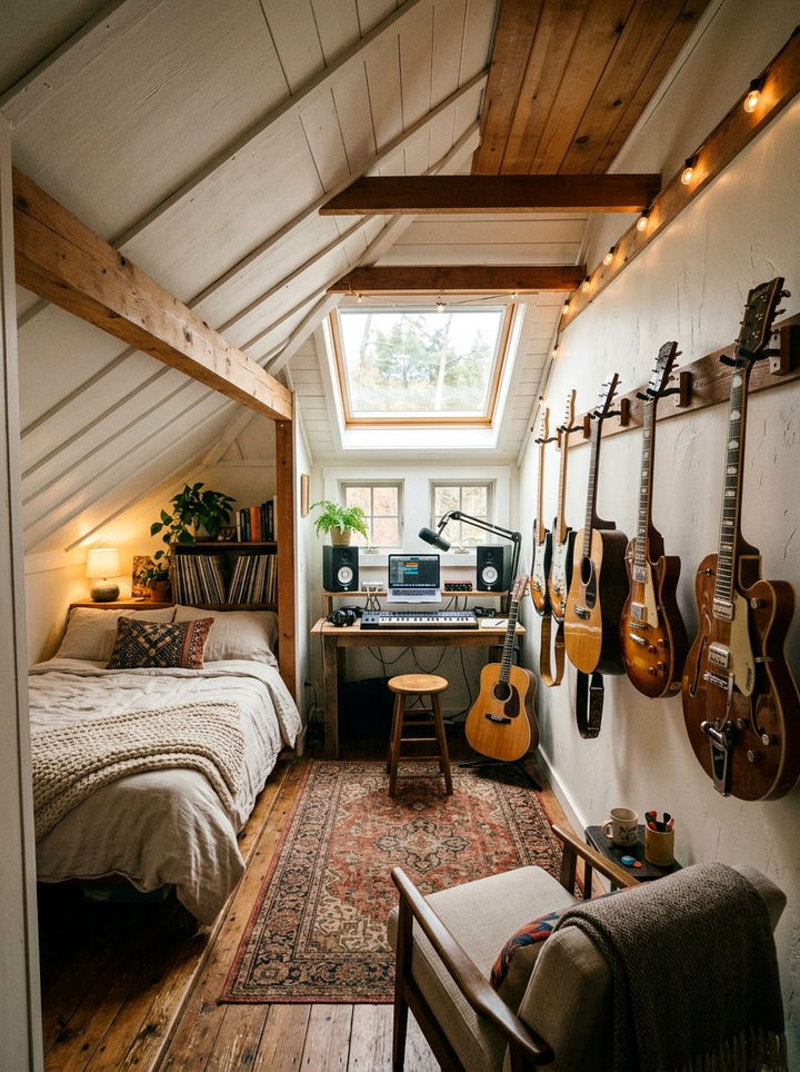 Attic Guitar Bedroom - 30 guitar bedroom ideas