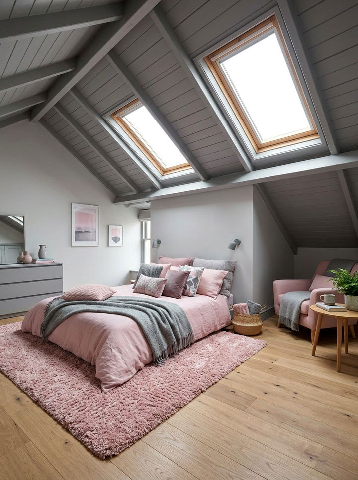 Attic Pink and Gray Bedroom - 30 pink gray bedroom ideas