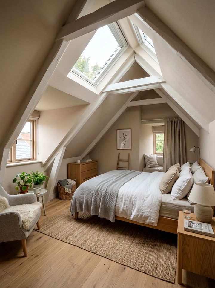 Attic Scandinavian Bedroom - 30 scandinavian beige bedroom ideas