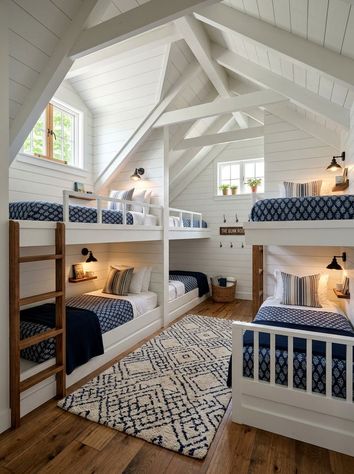 Attic bunk room - 30 lake house bedroom ideas