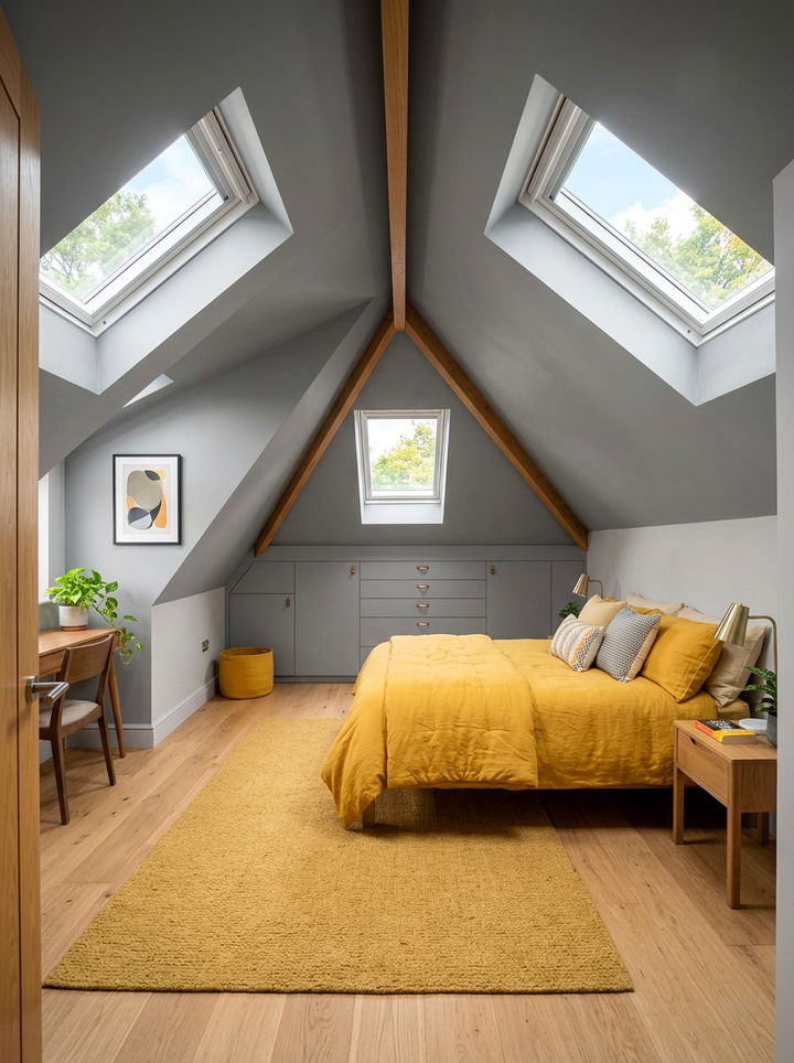 Attic gray yellow bedroom - 30 gray yellow bedroom ideas