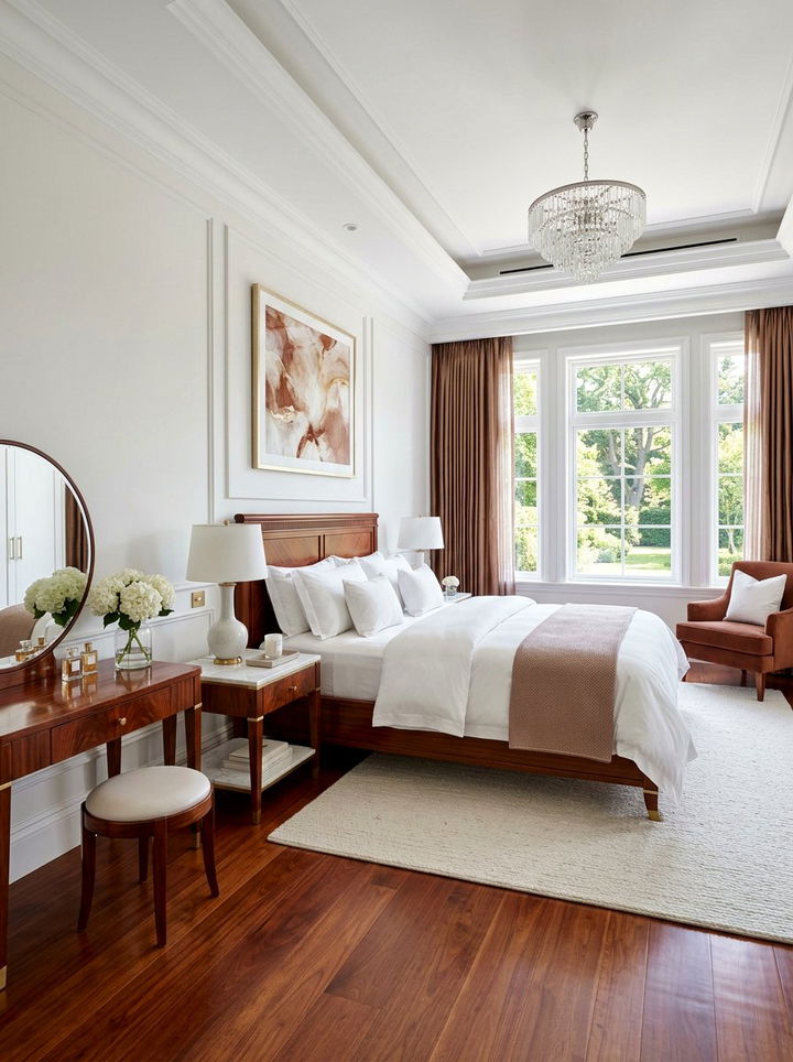 Auburn and Porcelain White - 30 brown and white bedroom color combo