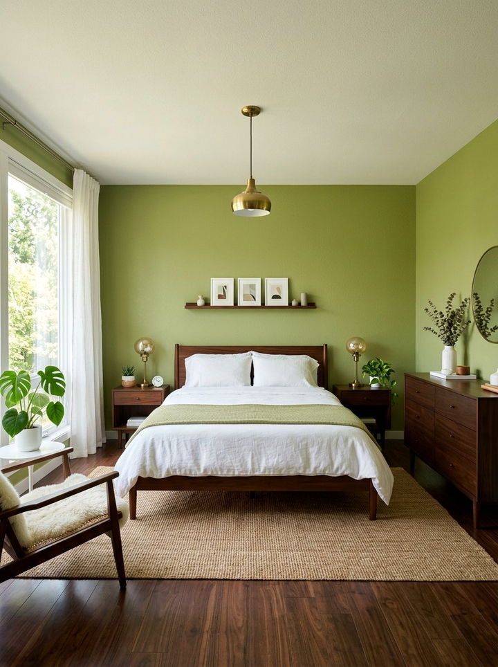 Avocado green retro minimalist - 30 minimalist green bedroom ideas