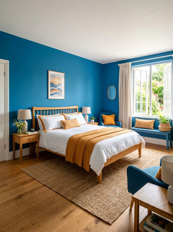 Azure Blue And Honey Orange Bedroom - 30 orange and blue bedroom color combo