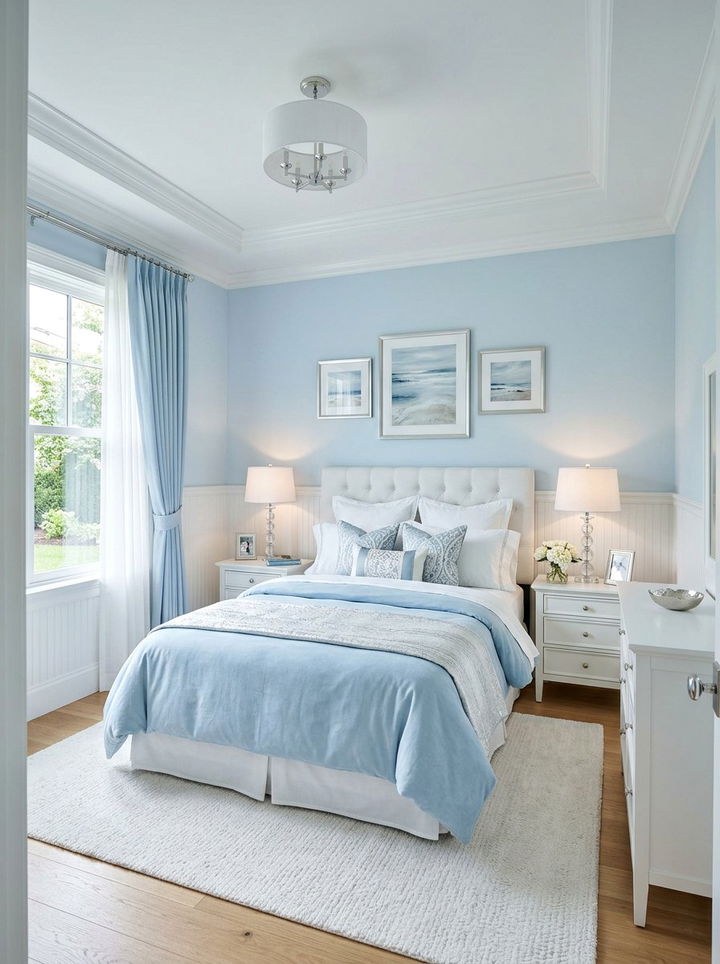 Baby Blue Bedroom - 30 blue and white bedroom ideas
