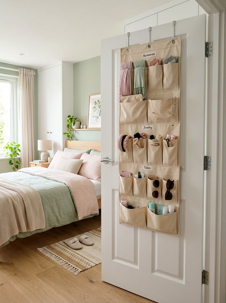 Back Of Door Organizer - 30 bedroom organization hacks