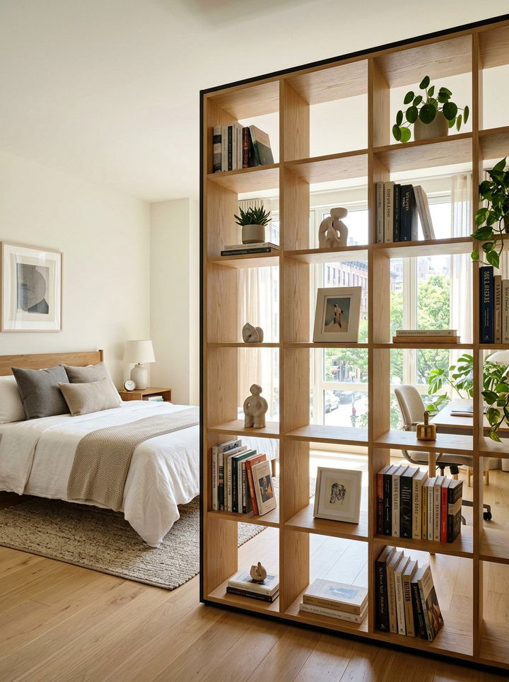 Backless bookshelf divider - 30 bedroom shelf dividers