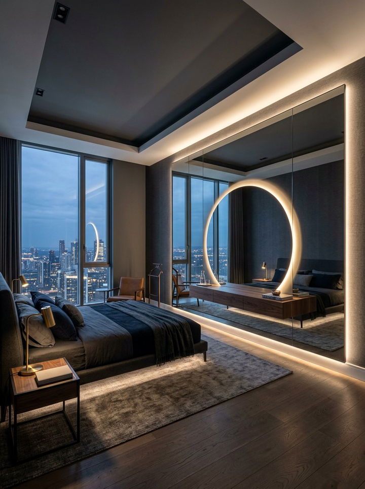 Backlit Mirror Wall - 30 bedroom mirrors