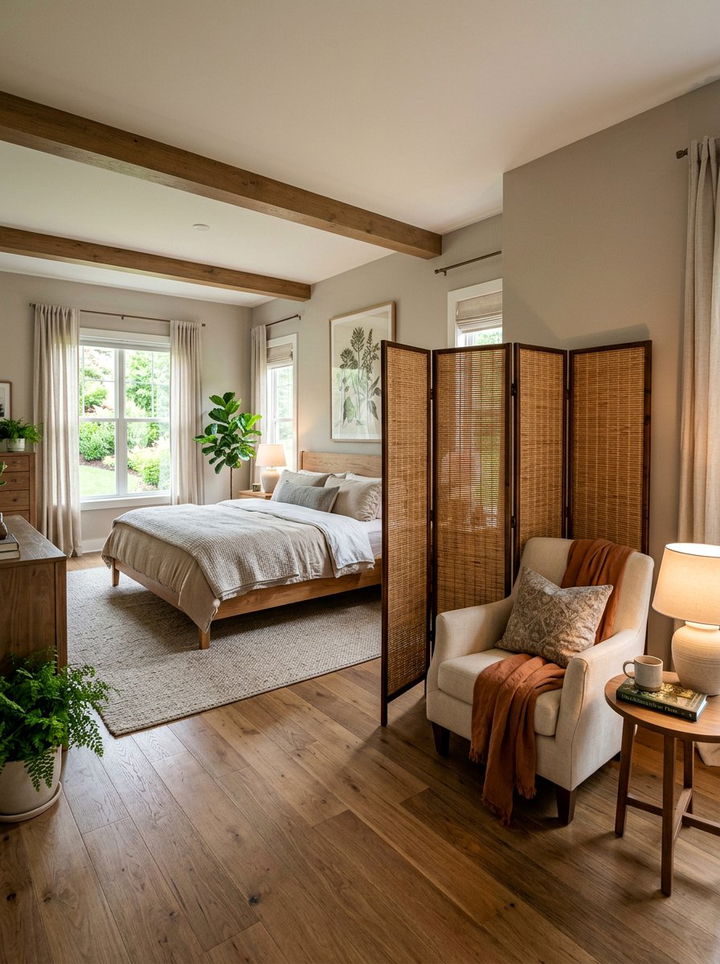 Bamboo Folding Screen - 30 bamboo bedroom ideas