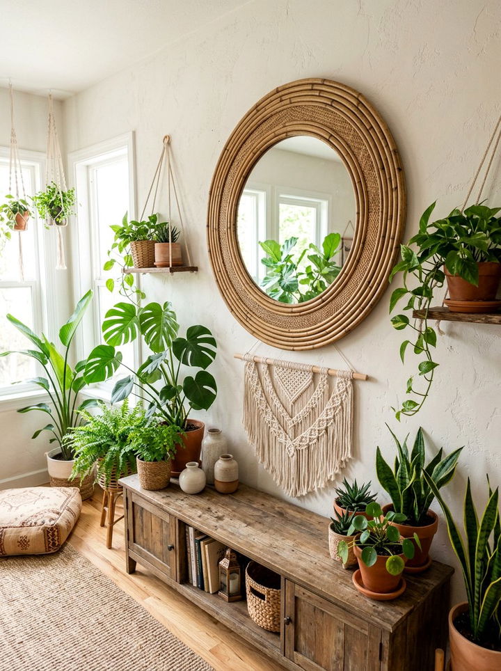 Bamboo Round Mirror Boho Style - 30 bedroom round mirrors