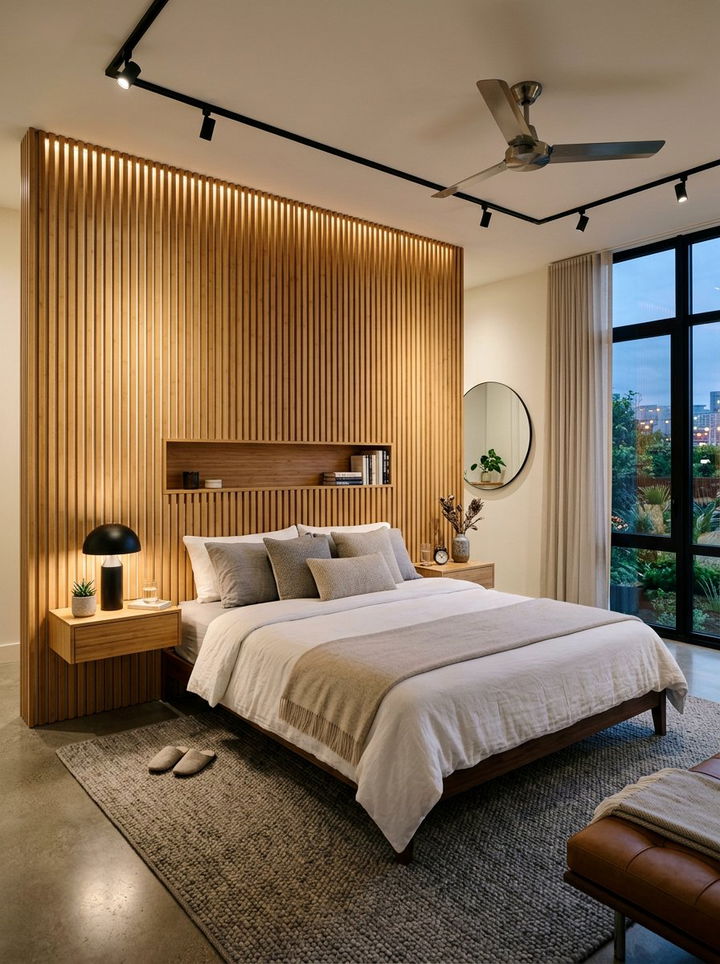 Bamboo Slat Wall - 30 bamboo bedroom ideas