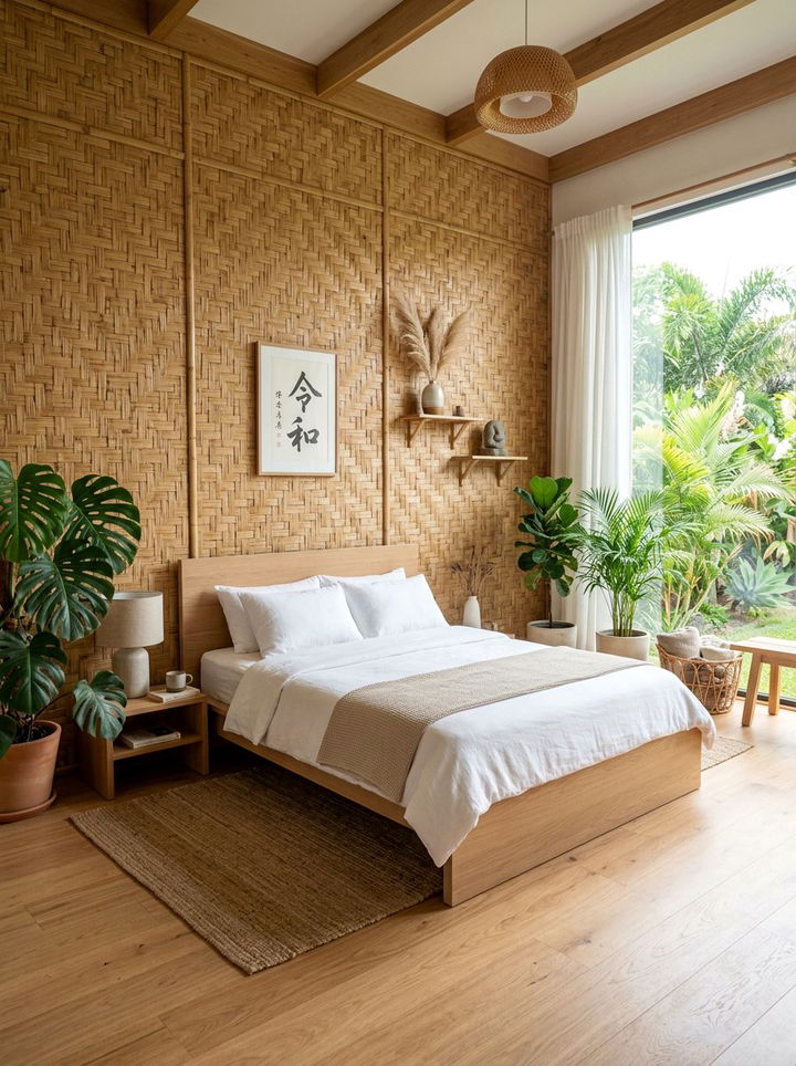 Bamboo Wall Covering - 30 bedroom backsplash ideas