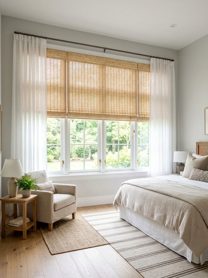 Bamboo Window Shade - 30 bohemian beige bedroom ideas