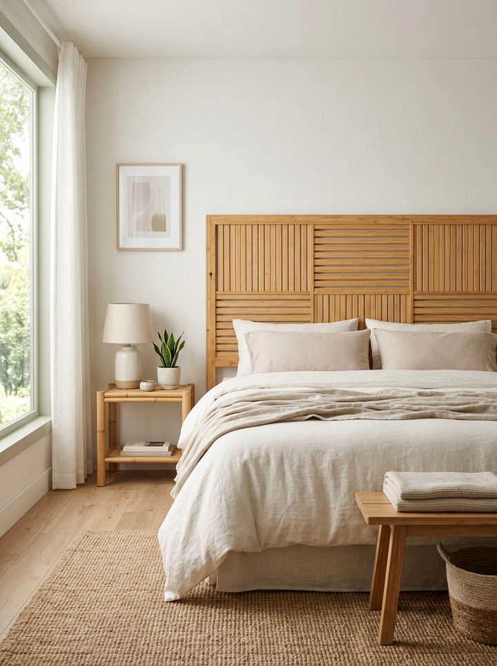 Bamboo Wood Headboard - 30 bedroom wooden headboards