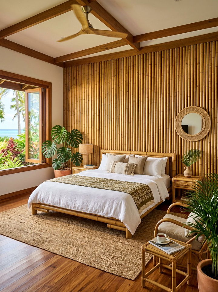 Bamboo Wood Wall - 30 bedroom wood wall ideas