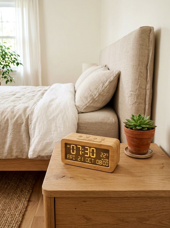 Bamboo digital alarm clock - 30 bedroom alarm clocks