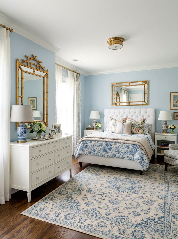 Bamboo mirror frame - 30 grandmillennial bedroom ideas