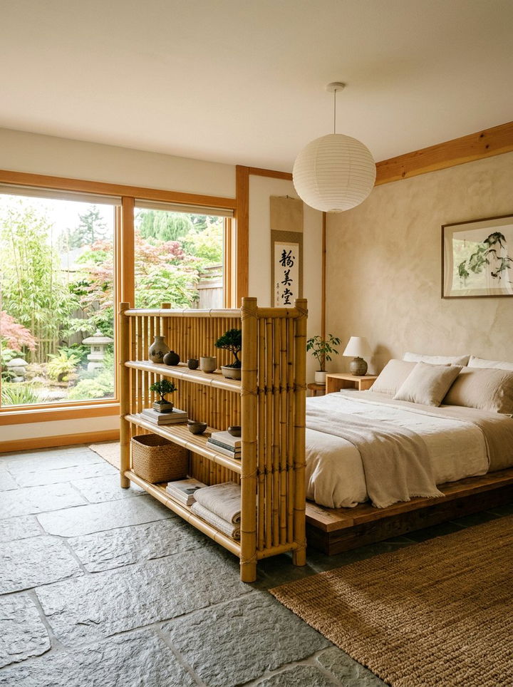 Bamboo shelf partition - 30 bedroom shelf dividers