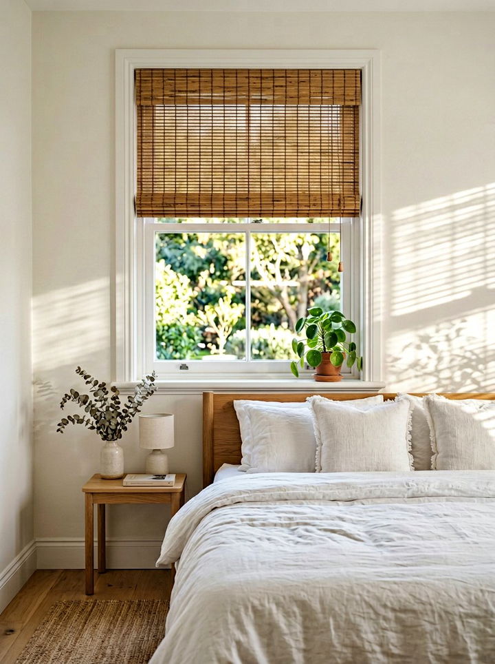 Bamboo window shade - 30 renter bedroom ideas