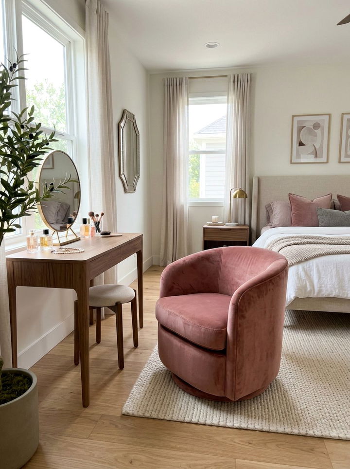 Barrel Back Swivel Chair - 30 bedroom lounge chairs