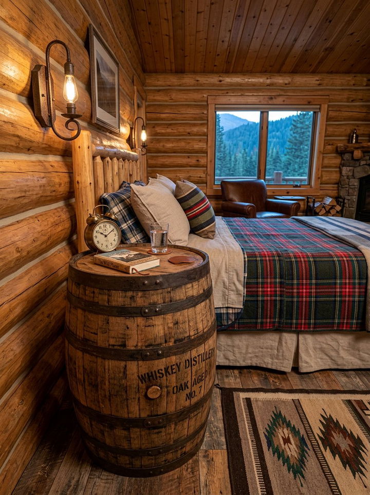 Barrel bedside table - 30 upcycled bedroom ideas