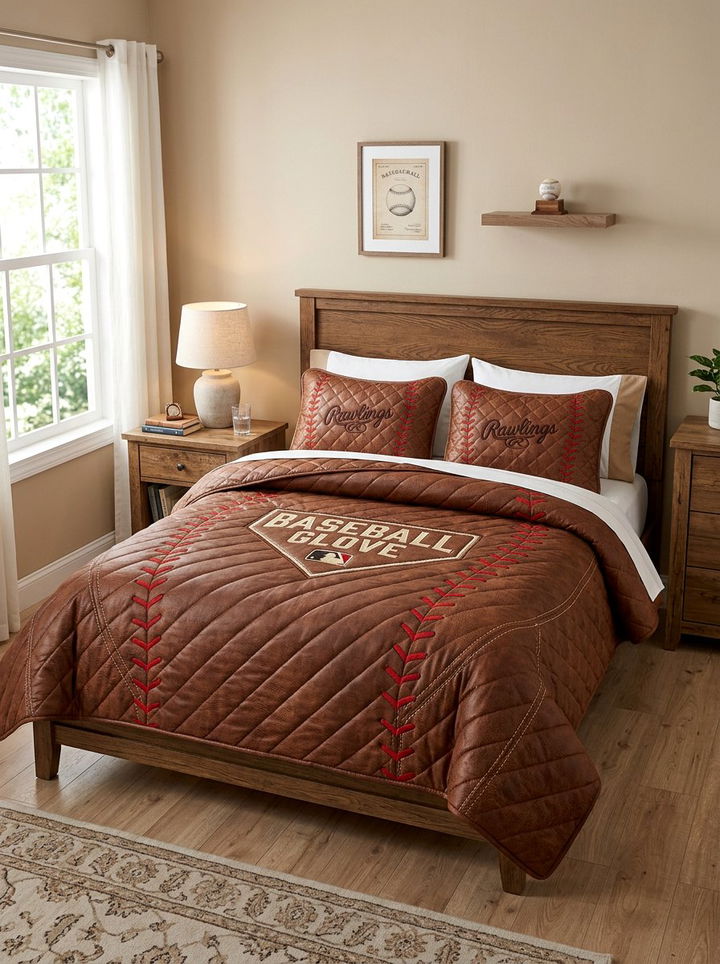 Baseball Glove Bedding - 30 baseball bedroom ideas