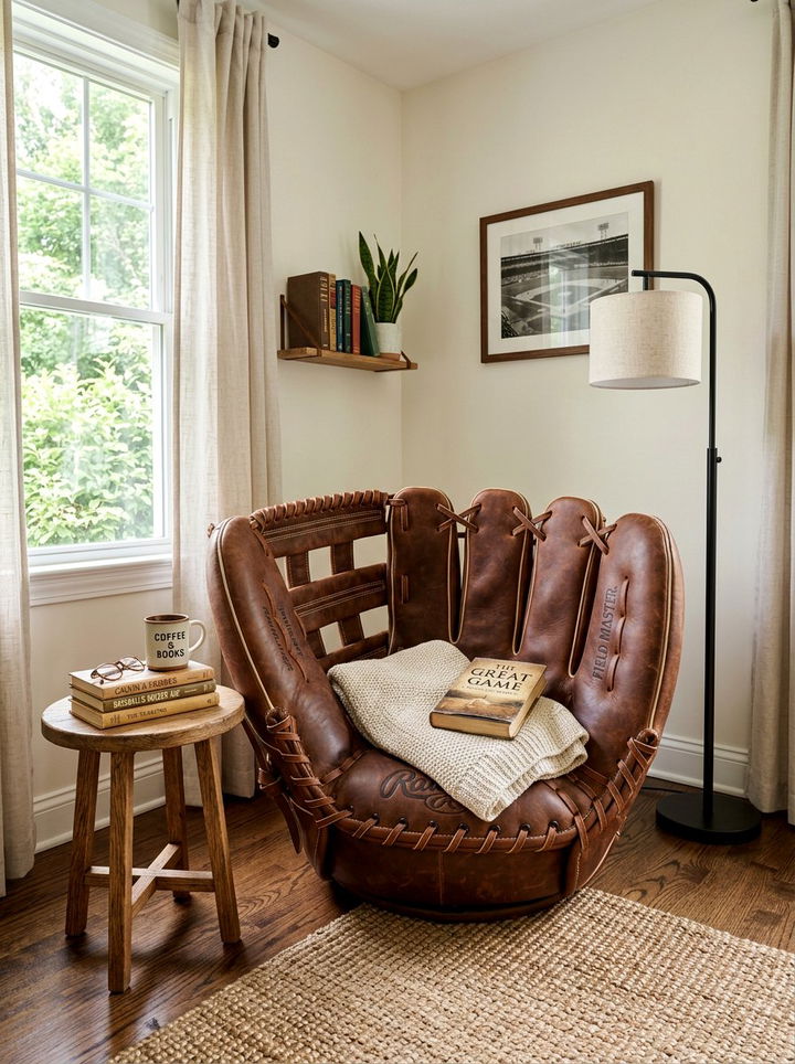 Baseball Mitt Chair - 30 baseball bedroom ideas