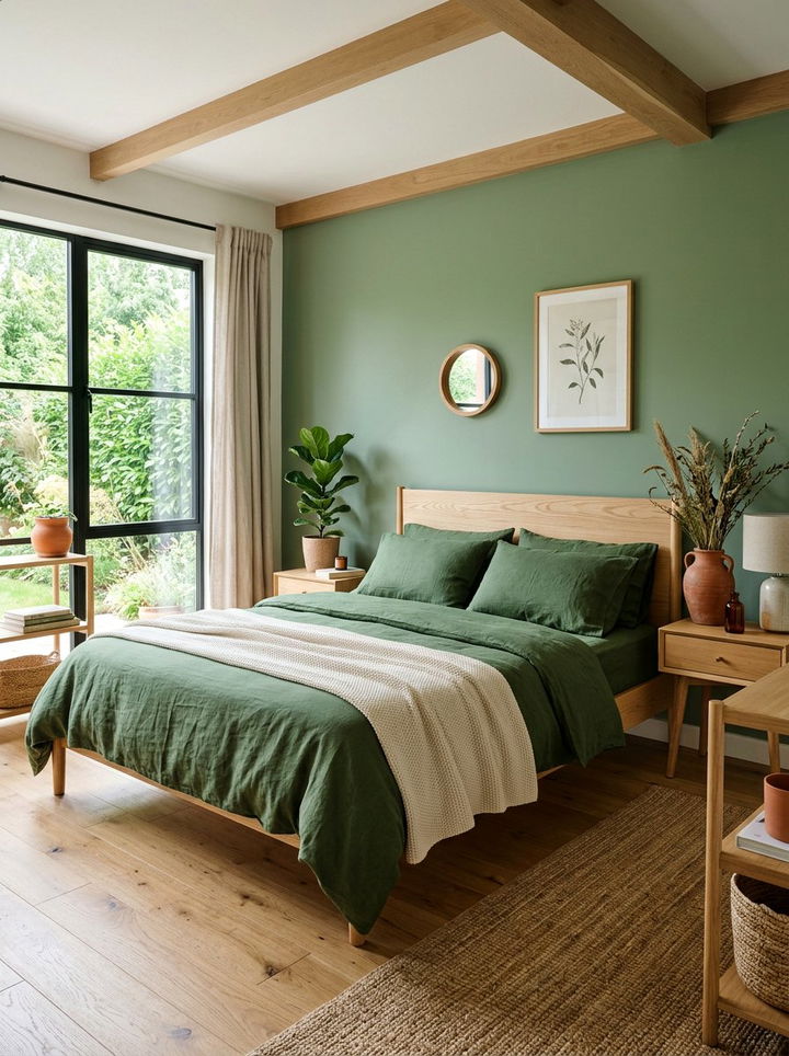 Basil green organic bedroom - 30 minimalist green bedroom ideas