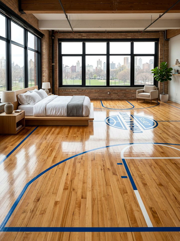 Basketball Court Hardwood Floor - 30 basketball bedroom ideas