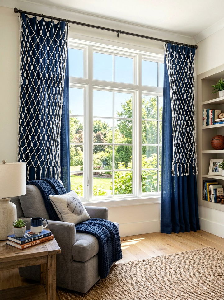 Basketball Net Curtains - 30 basketball bedroom ideas