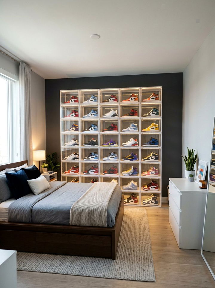 Basketball Sneaker Display - 30 basketball bedroom ideas