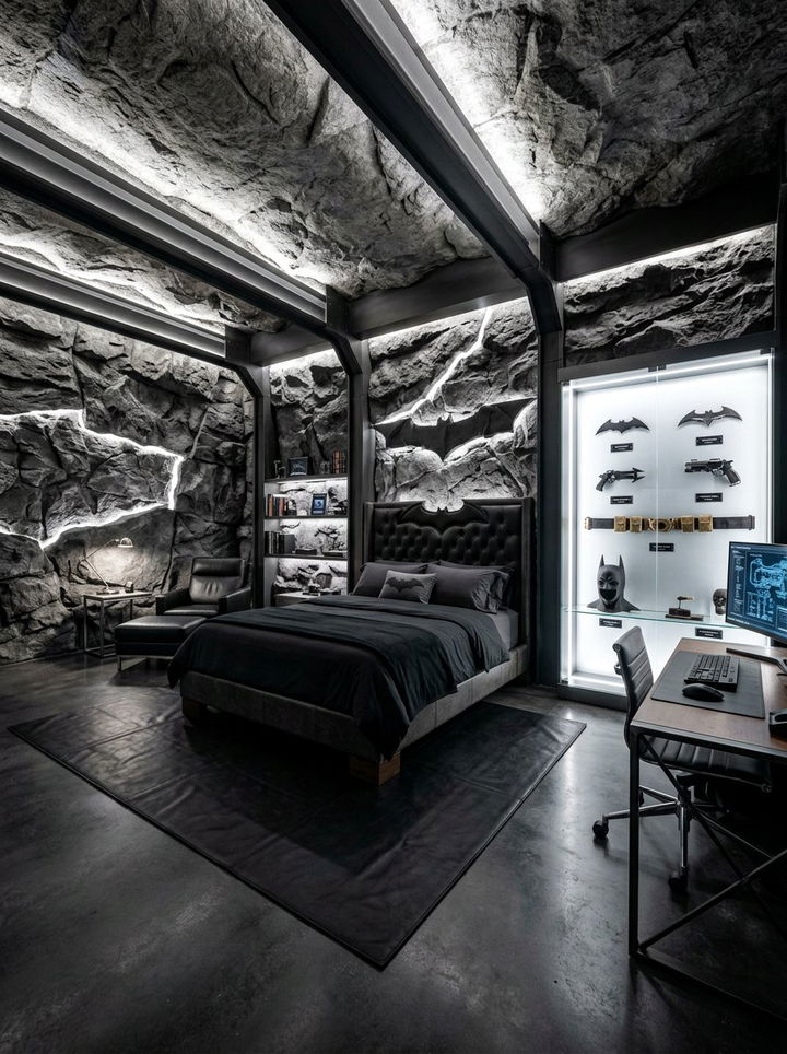 Batcave inspired bedroom - 30 superhero bedroom ideas