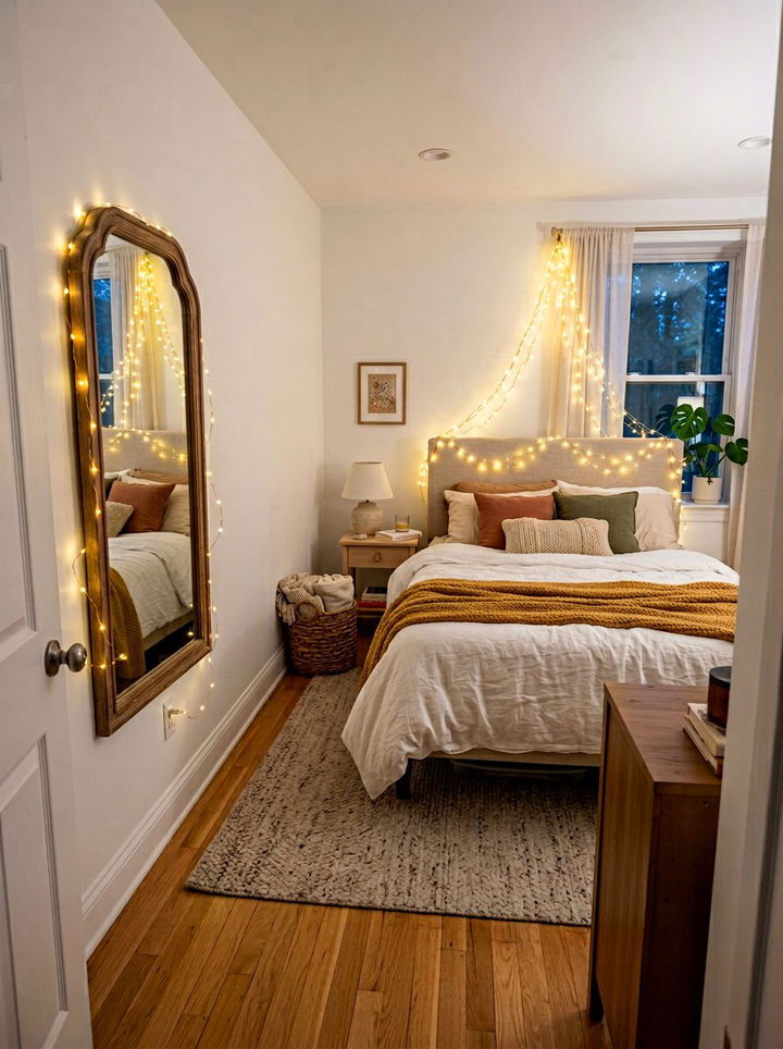 Battery Operated Fairy Lights - 30 rental apartment bedroom ideas