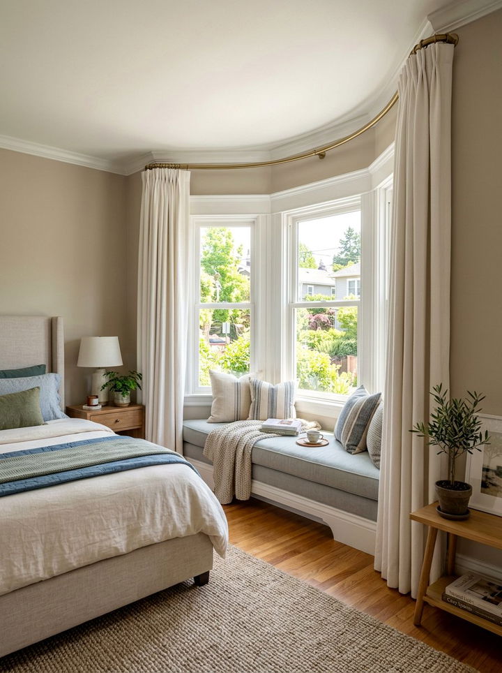 Bay Window Curtains - 30 bedroom window treatment ideas