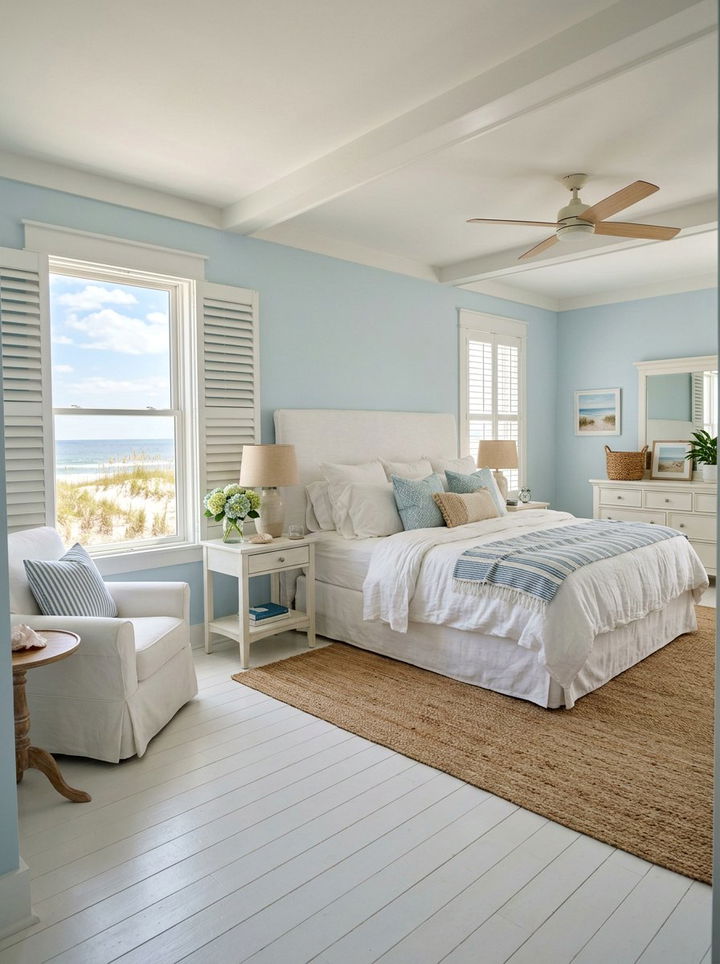 Beach House Style Bedroom - 30 ocean blue bedroom ideas