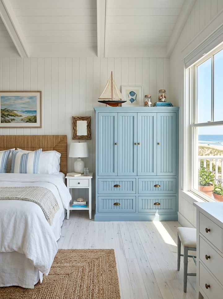 Beadboard Detail Storage Cabinet - 30 bedroom cabinet storage ideas