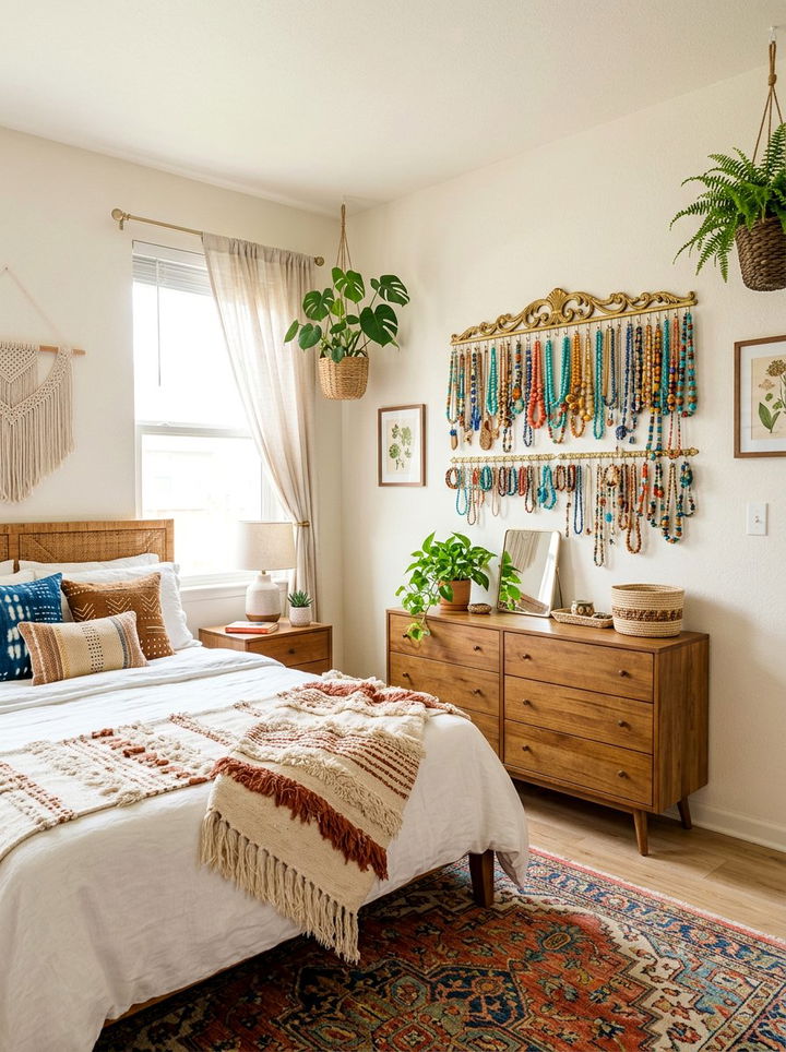 Beaded Jewelry Wall - 30 bedroom travel souvenir ideas